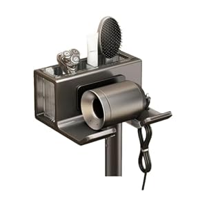 AZIEBAY トイレ壁付け収納 バスルーム用ドリル不要ヘアドライヤー壁掛けラック 多機能バスルーム収納ラック 堅牢 装飾 浴室 洗面所 雑物整理 お手入れ簡単 多用途 家庭用 一人用 グループ用 ヘアツール置き (146*86*14...