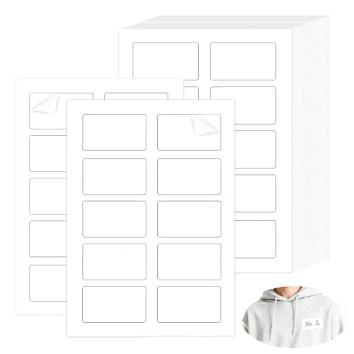 Jyvex 200 Stück Namensetiketten Ablösbar Bedruckbare 80x50mm auf A4 Selbstklebend Namensaufkleber，Namensschild Handbeschriftbar, Namensetiketten für Kleidung Für Laserdrucker Inkjetdrucker