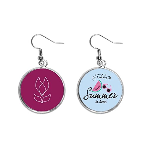 Pendientes de sandía con patrón de flor y planta para el lóbulo