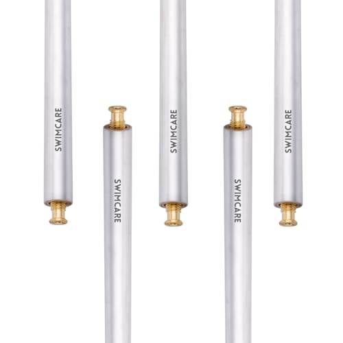 SWIMCARE Pack of 5 Aluminum Lawn Paver Tubes with Brass Anchors for Pool Safety Cover Installation, 18 Inch Extra Long Heavy Duty Pool Anchor Tubes, 1 Inch Diameter, for Loose Ground, Grass or Pavers