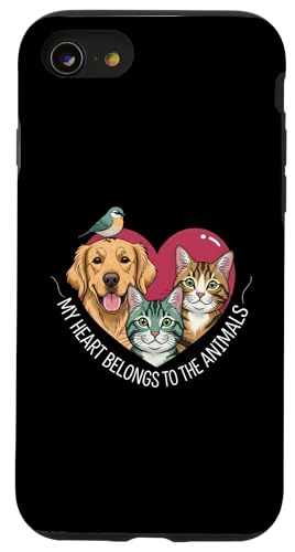 My Heart Belongs To The Animals Dog Cat Bird Pet Lover �X�}�z�P�[�X iPhone SE (2020) / 7 / 8 �p