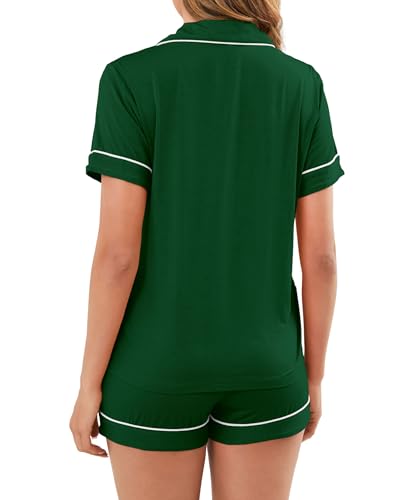 Image of Womens Pajamas Set Short Sleeve Sleepwear Button Down Pjs Shorts Set Soft Pjs Lounge Set With Pockets