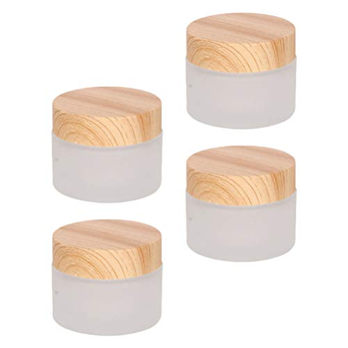 PIXNOR Glass Pot Jars with Lids,30g Empty Sample Jars Makeup Sample Containers Round Cosmetic Jar Container Refillable Lotion Container with Lids,4pcs