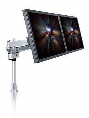 Mount-It! Expandable Two Monitor Computer Desk Mount Spring Arm Quick Release for Apple and MAC Monitors, Silver (MI-45116A)