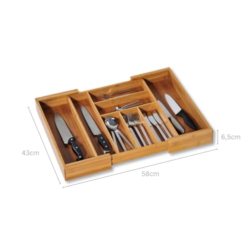Kesper 5808513 variable cutlery tray – FSC 100% bamboo cutlery tray, bamboo, brown, 35 x 43 x 6.5 cm - Image 7
