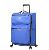 Lucas Designer Luggage Collection - Expandable 24 Inch Softside Bag - Durable Mid-sized Ultra Lightweight Checked Suitcase with 8-Rolling Spinner Wheels (Royal Blue)