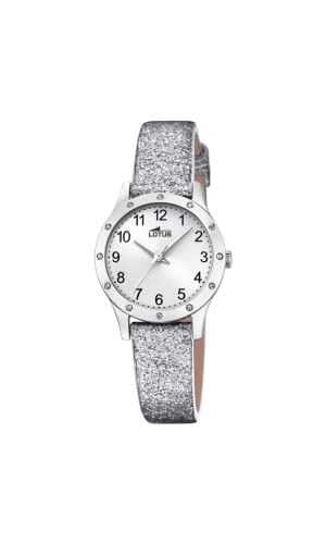 Montre fille Lotus analogique en cuir blanc élégante pour le quotidien