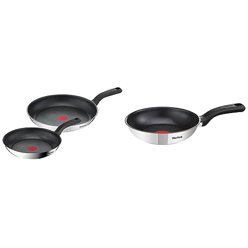 Tefal Comfort Max Set 2 poêles 24/28 cm, Acier inoxydable de première qualité, Indicateur & Comfort Max Poêle 20 cm, Acier inoxydable haute qualité, Indicateur de température Thermo-Spot