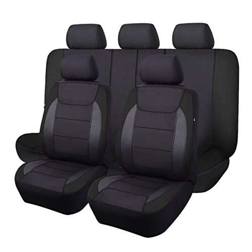 Flying Banner Gabardine Netz Auto Sitzbez¨¹ge Seitenairbag universell f¨¹r die meisten Autos LKWs Lieferwagen SUVs (Komplettset, Schwarz)