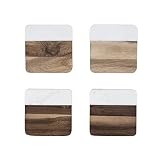 Twine Marble and Acacia Coasters, Modern Square Coasters, Acacia Wood, Marble, Protect Tables and Su