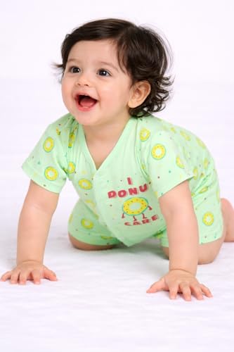 Image of Chandrika Baby Boys & Girls Regular Fit 100% Cotton Half Sleeve Jhabla & Shorts Set Pack of 3
