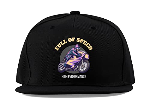 Casquette de baseball unisexe Full of Speed noire en coton avec visière plate