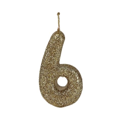 Image of Wanna Party Number 6 Glitter Gold Candle for Birthday Decoration Items /Cake Toppers /Cake Decorations