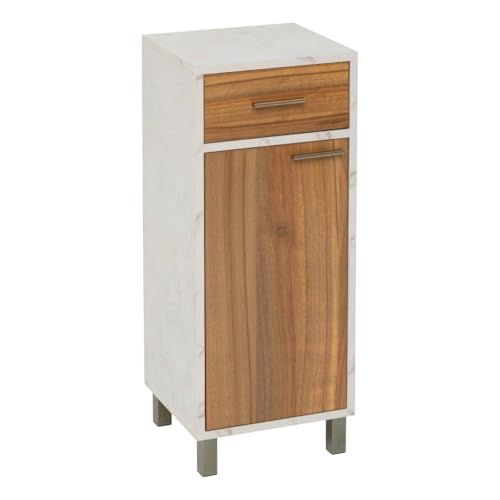 Base a 1 anta e 2 piani effetto legno e marmo Come