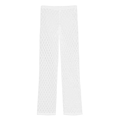 Mens Mesh Sheer See Through Long Pants Loose Fishnet Pants Club Party Underwear3