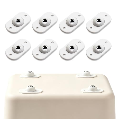 Image of Self Adhesive Caster Wheels, Appliance Wheels with 360 Swivel Mini Rollers, Small Appliance Slider for Coffee Maker Air Fryer Storage Box Trash Can Furniture (8, White)