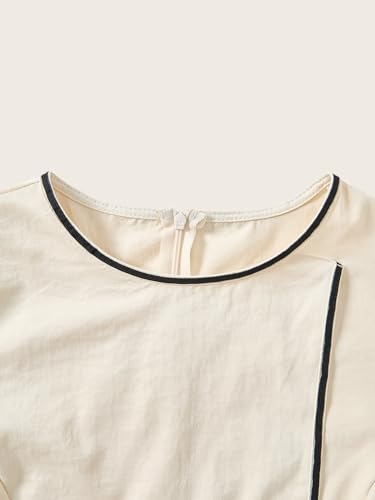 Women's Summer Button Short Sleeve Dress Elegant Crew Neck Work Office Dresses3