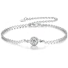14K White Gold Over S925 Sterling Silver Princess/Round Cut D-color VVS1 Diamond Bracelet, Adjustable Chain with 0.7ct/0.5ct/1ct Diamond, Ideal Surprise for Trendy Women
