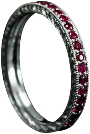 SilvaMist 1 Ct Round Cut Diamond Full Eternity Wedding Band For Women 14K Yellow Gold Plated Promise Ring 925 Sterling Silver Customized Jewelry Handmade Anniversary Beautiful Ring Gift For Her