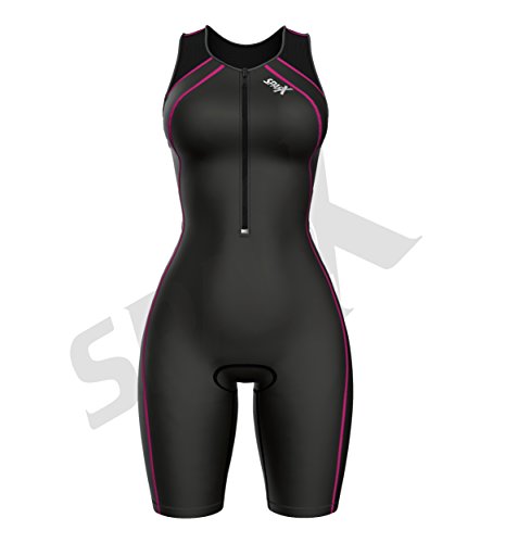 SPARX Triatlo feminino triatlo corrida ciclismo natação corrida, Costuras rosa e pretas, GG