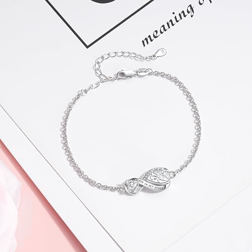 ZOEXUE Infinity Cremation Jewelry Bracelet for Ashes: 925 Sterling Silver Teardrop Urn Bracelets for Women - Family Tree Memorial Ashes Bracelet Keepsake Gifts for Loss of a Loved One4
