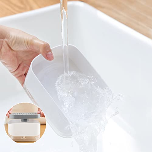 Image of RUFCRIL Soap Pump Dispenser and Sponge Holder, 12oz / 350ml Dish Soap Dispenser for Kitchen,White