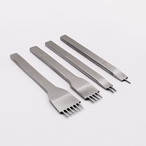 LuceLuce 菱目打ち 革細工 目打 4本セット レザークラフト 工具 皮 穴開け 穴あけ 刃菱 業務用 丈夫 耐久性 【刃先間ピッチ 5mm】