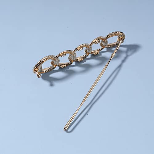 Yheakne Link Chain Hair Clip Barrette Vintage Gold Hair Pin Barrette French Headpieces Decorative Hair Pin Metal Head Clip Brass Hair Clip Headwear Hair Accessories For Women And Girls thumb #4