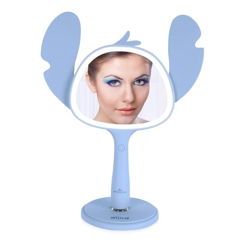Espejo de maquillaje portátil con luz LED y base magnética