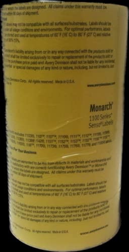 Yellow Peelable Pricing Labels for Monarch 1131 Price Gun – 1 Sleeves, 8 Rolls Value Pack - 20,000 Pricemarking Labels – with Ink Rolls Included