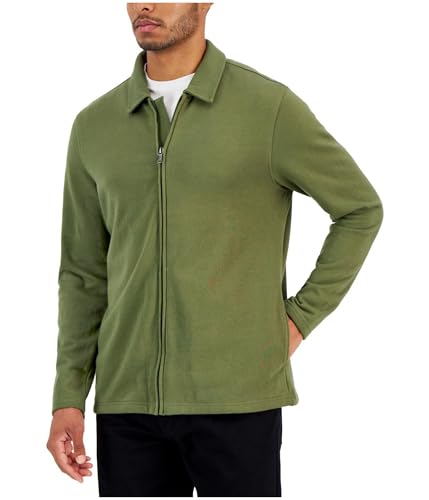 Alfani Mens Zip Front Harrington Jacket Military Soil Green Small