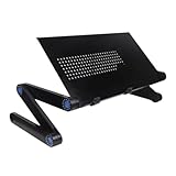 SECFOU Klappbarer Laptop Tisch für Bett und Sofa Ergonomischer Schreibtisch mit Verstärkten Beinen und Lüftungslöchern Faltbarer Betttisch für Zuhause Studium und Outdoor Schwarz