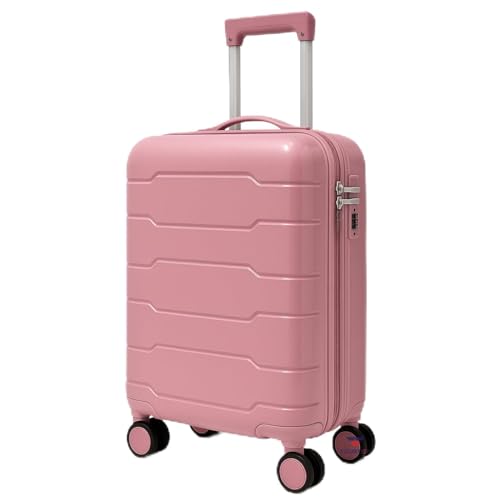Image of 20-Inch Hard-Shell Luggage Suitcase | Lightweight 2.4 kg | 360 Spinner Wheels | 2-Way Zipper | Multi-Functional Lock | Business & Family Travel Trolley Bag (1, BPINK-20INCH)