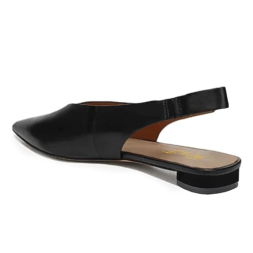 FOWT Women Pointed Toe Slip on Pumps Flat Heel Backless Slingbacks Walking Street Work Shoes Size 4-16 US4