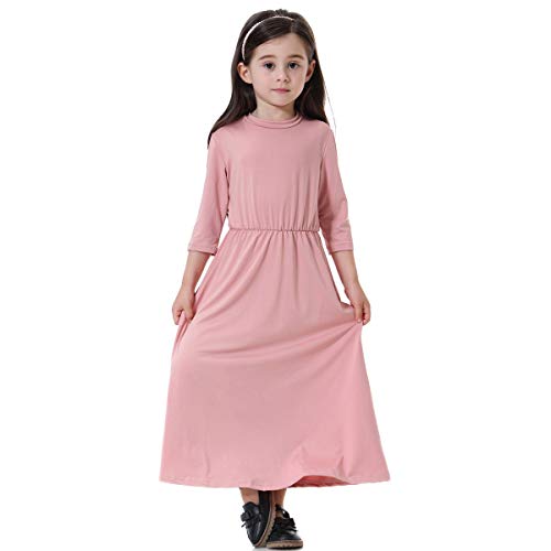 Kehen Little Girl Dress Summer Kids Toddler Baby Solid Maxi Long Party Beach Princess Dresses Pink 6T