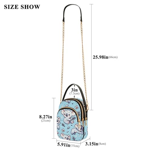 Seamless Pattern with Cartoon Koala Quilted Crossbody Bags for Women Girls Small Shoulder Handbags Sling Bag3