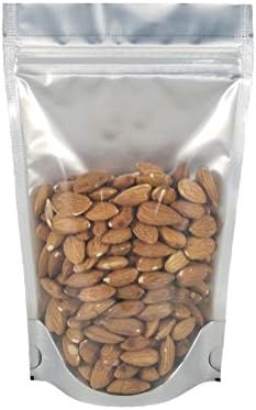 Black/Clear Mylar Stand Up Bags Pouches with Zipper, Notch for Food Storage 5 X 8 X 2.5 inches (4oz) 200 pcs