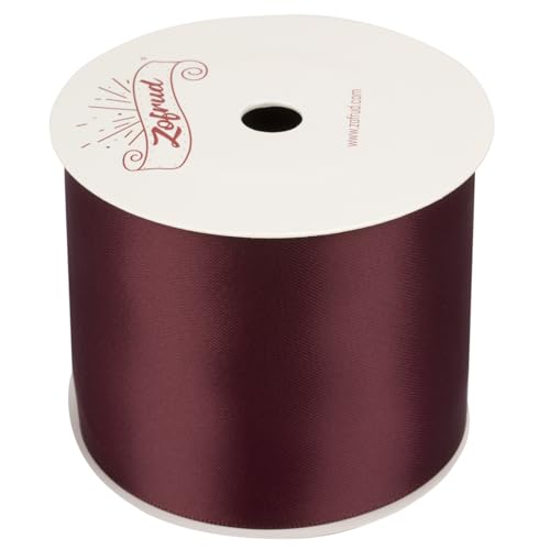 Zofrud Burgundy Satin Ribbon 63mm x 9 Meters - Large Ribbon Ideal for Bows Gift Wrapping, Flower Bouquet, and Crafts - Image 2