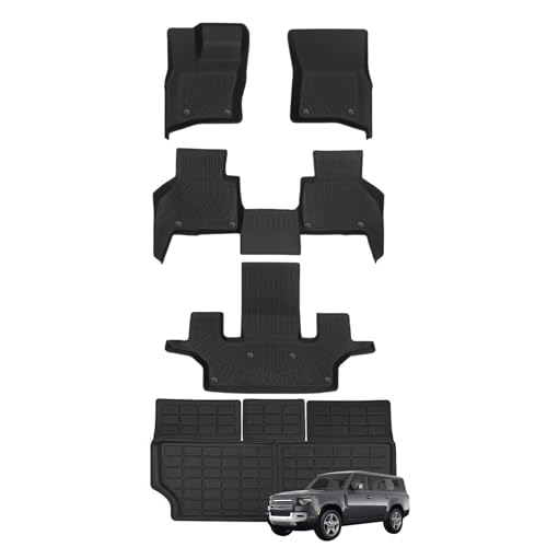 Priprilod Floor Mats Fit for Land Rover Defender 130 7&8 Seater 2025-2026 All Weather Protector TPE Floor Liners Custom Fit Car Mats Non-Slip,Fits 7 Seater & 8 Seater