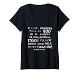 Womens GOOD MORNIG THIS IS GOD. Inspirational Fun Bible Verse V-Neck T-Shirt