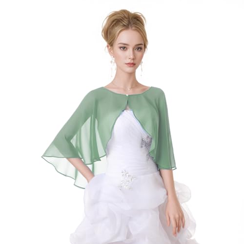 Women's Elegant Chiffon Shawl Wraps Shrug for Evening Dresses Wedding Guest Cape Bolero Cover-Up Scarf
