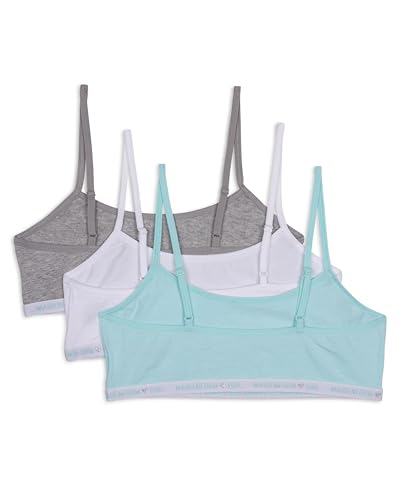 Maidenform Girls' Logo Band Cotton Crop Training Bra, 3 Pack3