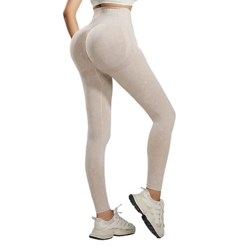 Leggings de compresión para mujer, cintura alta, push-up, largos, para levantamiento de botas, cintura alta, pantalones de deporte, pantalones deportivos con bolsillos para gimnasio y yoga, 03 beige