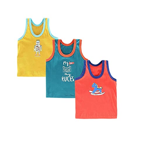 Image of KIKE Newborn Baby Printed Sleeveless Regular Fit Vest for Kids Pack of 3