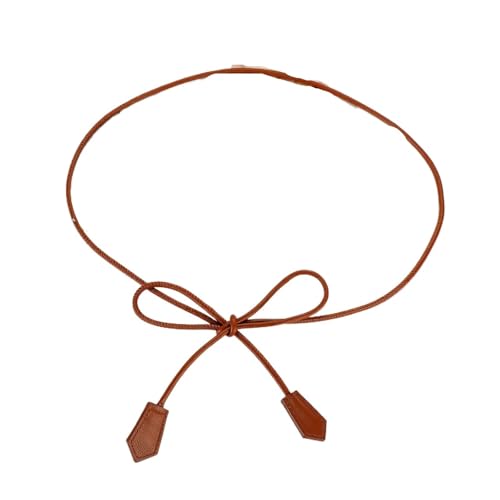 Womens Belt Leather Rope Belt Women Retro Knotted Waist Pant Adjust Dresses Accessories Belt Rope(Brown)