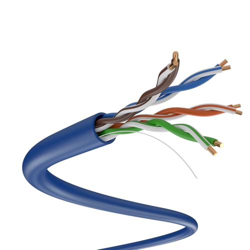 Image of CAT5e Ethernet Cable 1000ft - 24AWG Solid CCA UTP Unshielded CAT 5e, High Speed Lan Network, RJ45 Cable, Easy Pull Box Ethernet Cord (Blue)