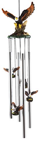 Ebros Gift Colorful American Bald Eagle Spreading Out Its Wings Resonant Relaxing Wind Chime Patio Garden Decor Wild Birds Of Prey Eagles Swooping Resin Sculpture With Aluminum Rods #TOP1