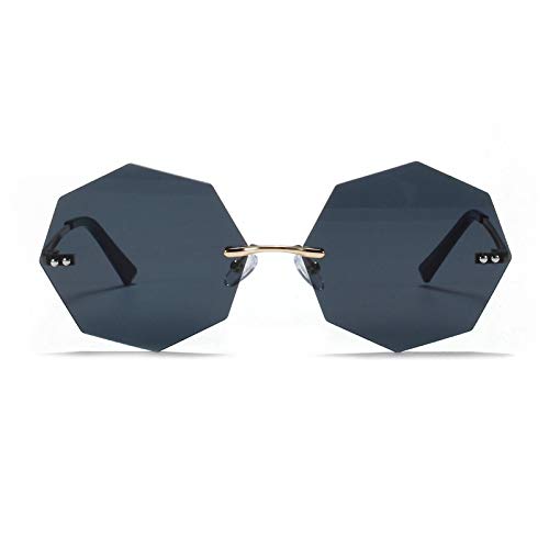 Polygon Rimless Sunglasses For Women Vintage Clear Colorful Lens Sun Glasses Octagonal Metal Sungshades For Men2