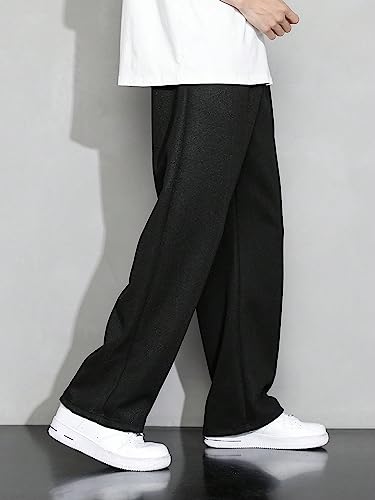 SOLY HUX Men's Casual Pants Drawstring Elastic Waist Straight Leg Baggy Pants with Pockets3