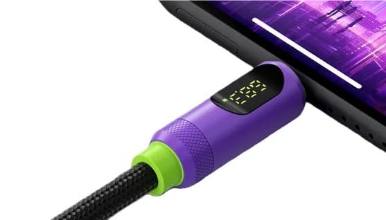 Cavo da USB C a USB C con display L*/ED Char/*ger Tipo di cavo/C PD 240 W Ricarica rapida*/ing cavo (viola, 2 m)